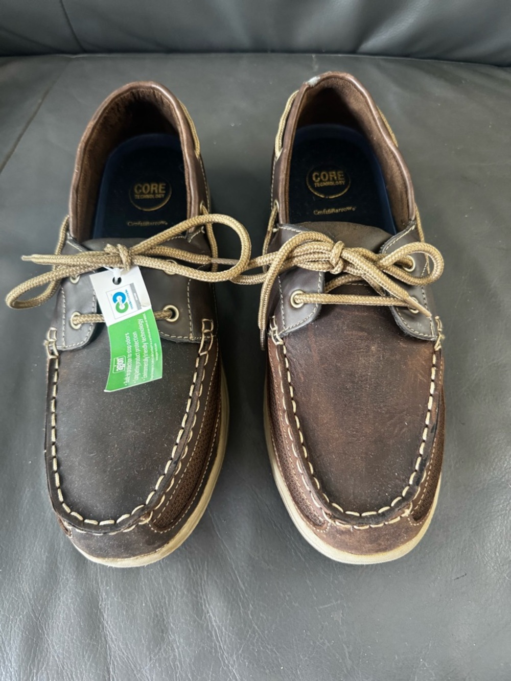 croft & barrow Brown Leather Boat Shoes with Tan Laces